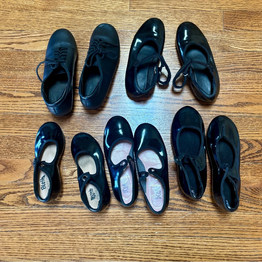5 Pairs of Kids Black Tap / Jazz Dance Shoes